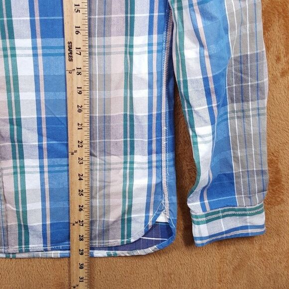 ALEX MILL Shirt Mens Small Blue Plaid Button Up Double Pocket CHORE SHIRT $185 - Picture 7 of 8